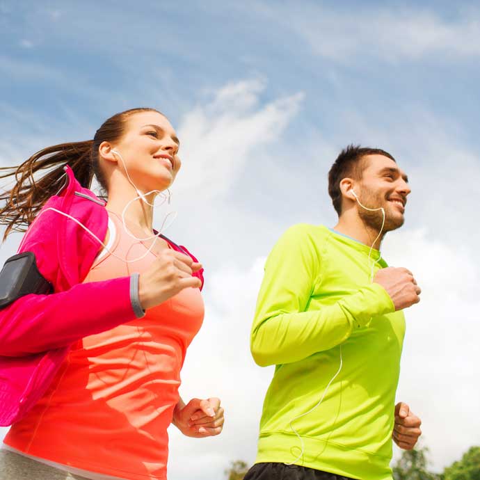 Two people jogging
