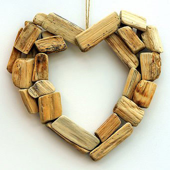 Heart made of wooden blocks